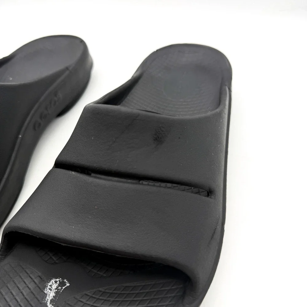 Oofos Black  Recovery Summer Slide Sandals Arch Support Foam Men's 10 Women's 12